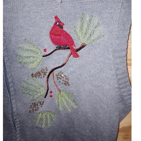 Southern Lady Cardinal Vest Large Women's Bird Nature Holiday Cottagecore - Picture 4 of 4